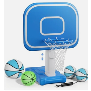 Pool Basketball Hoop, Pool Toys with Adjustable Height Includes 4 Balls(Size 6, 2×Size 3, Glow)/1 Nets/Pump for Indoor Outdoor Poolside Water Basketball Game, Fun Swimming Pool Games for Kids Adults