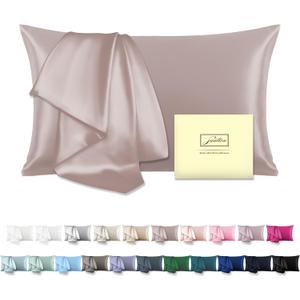 Mulberry Silk Pillowcase for Hair and Skin Standard Size 20"X 26" Pillow Case with Hidden Zipper Soft Breathable Smooth Cooling Covers for Sleeping(Apricot Gray,1Pcs)