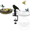 Bird Feeder 3 Inch Clamp for Deck Railings - Heavy Duty Adjustable Clamp with Metal Tray & 2 Detachable Bowls, All-in-One Backyard Gift to Attract Cardinals, Finches to Balcony, Porch, Patio