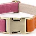 Plutus Pet Genuine Leather & Hemp Dog Collar  Adjustable Heavy Duty Pet Collar with Quick Release Metal Buckle, Soft & Stylish for Puppy and Small, Medium, Large Dogs (Pink, L)