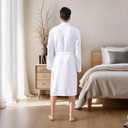 Mens Robes Waffle Lightweight Spa Knit Shawl Hotel Bathrobe Summer Soft Knee Length Sleepwear (White, XL)