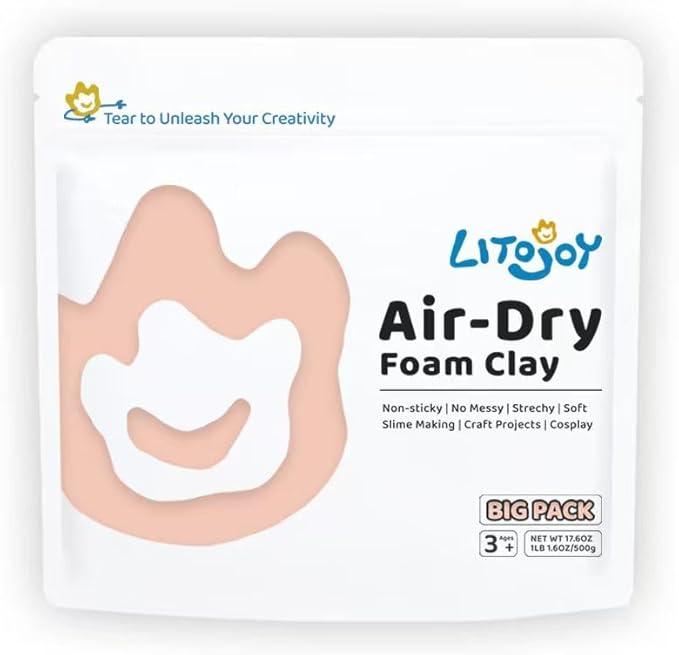 Black Air Dry Foam Clay 1.1lbs/ 500g - Soft Modeling Clay for Art Projects, Cosplay Props, DIY Crafts (Light Weight & Easy to Use)