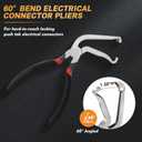 2PCS Electrical Disconnect Pliers, Automotive Electrical Connector Pliers with Anti-Slip Grip, Fuel Line Petrol Clip Pipe Plier for Push Tab Style Plugs(1*Straight&1 * 60Bend)