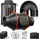Spider Farmer Air Filtration Kit 4 Inch, Inline Duct Fan with RJ12 Speed Humidity Controller, Carbon Filter Combo, 13 Ft Ducting, Ventilation System Kit for Grow Tents, Hydroponics, Indoor Gardening