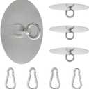 Adhesive Ceiling Hooks 4 Pack Stainless Steel Sticky Pad Eye Plate Snap Hooks Wall Hooks Wind Chime Hanger for Hanging Plants Wind Spinners Decorations in Bathroom Kitchen Porch RV No Drill