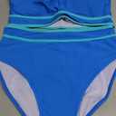 BMJL Women's High Waisted Bikini Sets Sporty Two Piece Swimsuits Color Block Cheeky High Cut Bathing Suits (Medium, Blue011)