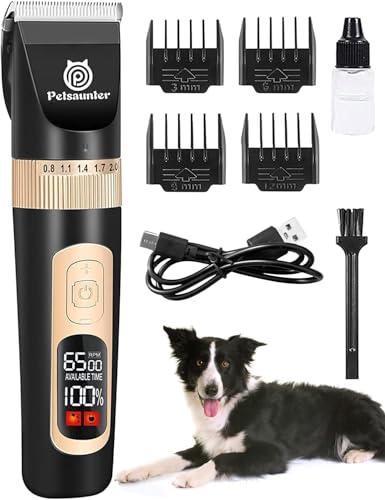 Petsaunter Dog Clippers for Grooming, 4-Speed & LCD, Low Noise Electric Trimmer for Grooming, TypeC Rechargeable Dog Hair Clippers, Super Quiet for Dogs & Pets with Thick or Heavy Coats(C95)