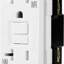 Amazon Basics Weather-Resistant Tamper-Resistant GFCI Receptacle with LED Indicator, Self-Test Feature, Ground Fault Circuit Interrupter for Indoor or Outdoor Use, 20 Amp, White