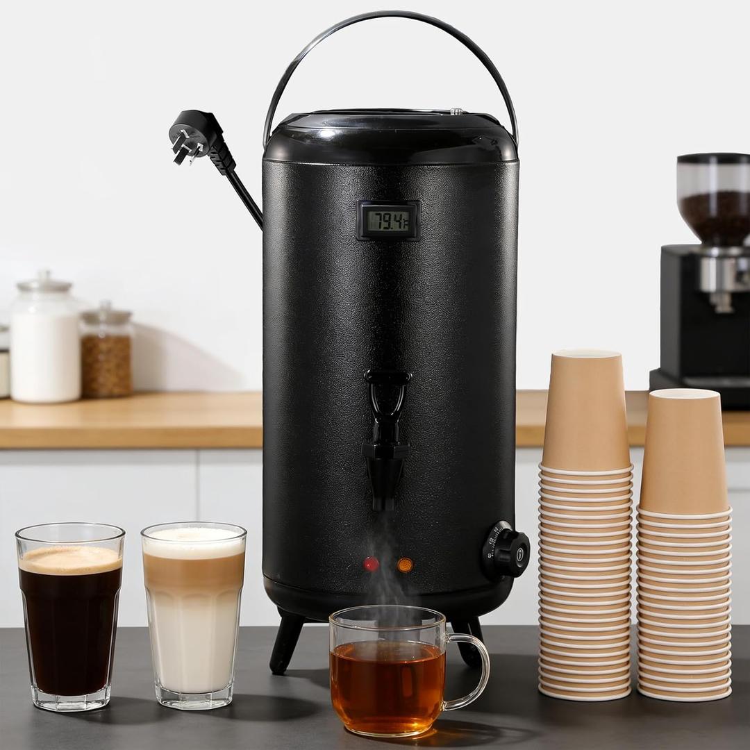 NNHHPO Electric Hot Water Dispenser, Insulated Beverage Dispenser, 12L/3.2 Gal Stainless Steel Insulated Beverage Urn with Temperature Display and Spigot for Coffee, Tea, Catering, Events