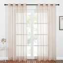 NICETOWN Taupe Sheer Curtains 96 inches Long, Grommet Voile Textured Airy Sheer Window Treatments Elegant & Chic for Bedroom/Living Room, W54 x L96, 2 Panels