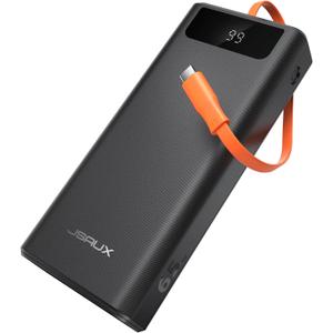 JSAUX Power Bank 20000mAh 65W with USB C Charging Cable, USB C Laptop Portable Charger PD3.0 External Battery Pack for Steam Deck, iPhone 17/16/15/14, MacBook Pro, iPad Pro, Galaxy S24, ROG Ally (X)