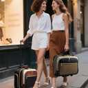 LOVEVOOK Rolling Laptop Bag Women, 17.3 Inch Laptop Briefcase with Wheels for Work Travel Business, Underseat Carry On Luggage Case,Khaki-Apricot