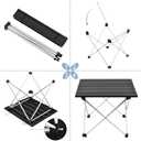 Grope Portable Camping Table with Aluminum Table Top, Folding Beach Table Easy to Carry, Prefect for Outdoor, Picnic, BBQ, Cooking, Festival, Beach, Home Use (Black-M)