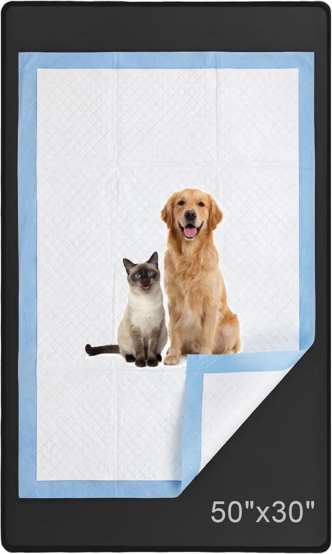 Dunzy 50" x 30" Silicone Pee Pad Holder Tray Extra Large Puppy Pee Pad Holder, Raised Edges, Non Slip Leak-Proof Urine Potty Tray for Indoor Flooring Protection Training