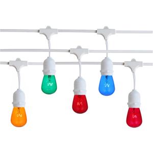 Outdoor String Lights, 24FT White Cord 12 Hanging S14 Bulbs, Incandescent Multicolor Outdoor String Lights, 24FT White Cord 12 Hanging S14 Bulbs, Incandescent Multicolor