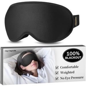 FACEMOON Sleep Mask for Men & Women 3D Weighted Design, 100% Blackout, Extension Sleep Protector Perfect for Airplane Travel, Camping, Road Trips & Long Flights, Contoured Eye Cover
