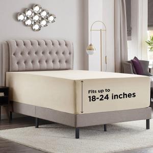 Empyrean Beige Cream Extra Deep Pocket Twin XL Fitted Sheet, Hotel Luxury XL Twin Fitted Sheet Only Easily Fits 18 to 24 Inch Mattress, Super Soft, Wrinkle-Free Bed Sheets with Corner Straps