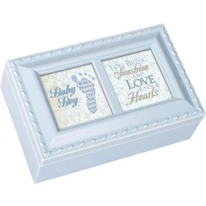 Cottage Garden Baby Boy Distressed Blue Petite Music Box/Jewelry Box Plays Brahms Lullaby