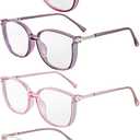 4 Pack Women's Bling Blue Light Blocking Reading Glasses, Fashion Readers with Portable Case, UV400 Protection (Mix Color)