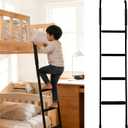 Bunk Bed Ladder Anti-Slip, Heavy Duty Coated Steel Ladder for RV/Loft/Dorm Kid Room Bunkbed, Vertical Bunk Bed Ladder with 51-64 Height Adjustable, Foldable Portable Loft Bed Stairs and 4 Wide Steps