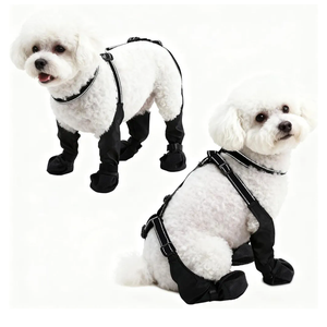 BECROWM Waterproof Dog Boots for Small/Medium Dogs Dog Paw Protectors Dog Suspender Boots AntiSlip Pet Shoes for Outdoor Walking, Reflective StayOn,DirtProof Comfortable Booties (Black, Small)