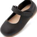 Toddler Flower Girl Dress Shoes Mary Janes Flat (Black) 5