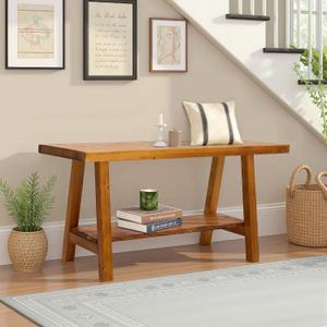 Warmiehomy Solid Wood Bench, 30 Rustic Farmhouse Entryway Bench for Living Room Dining Room Hallway Closet Room, Indoors & Outdoors Bench