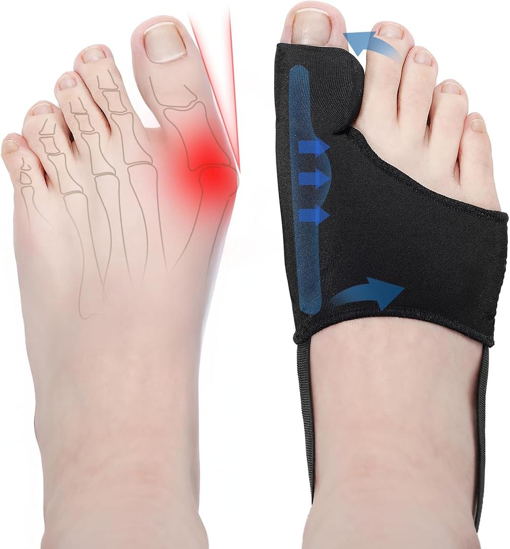 5 x 2 Pcs Bunion Corrector for Women & Men Big Toe Straightener-Bunions Correction Splint-Bunion Pads for Bunion Relief-Hallux Valgus Pain Relief,Comfortable Breathable for Day/Night Support (Light Black)