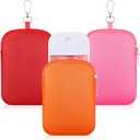 3 Pcs Hand Sanitizer Spray Case Hand Sanitizer Holder Zippered Pouch, Fashion Accessory with Snap Hook, 3 Colors Protective Case with Keychain for Power Mist 1FL OZ(Pink, Orange,Red)