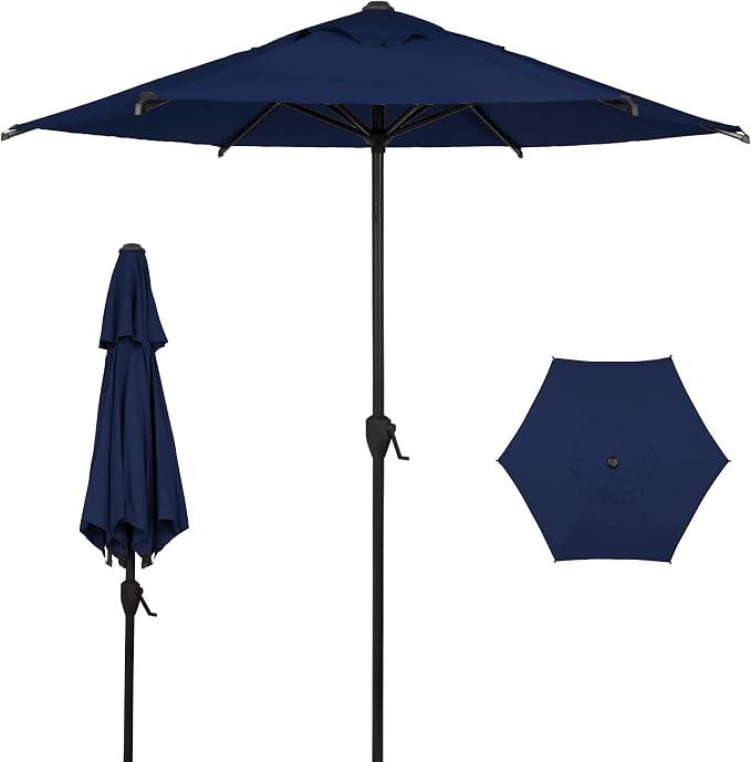 Abba Patio Patio Umbrella Outdoor Umbrella Patio Market Table Umbrella with Push Button Tilt and Crank for Garden, Lawn, Deck, Backyard & Pool, 9ft, Navy Blue