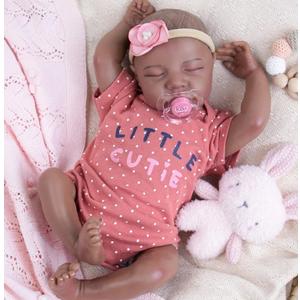 Milidool Reborn Baby Doll Black Girl ?18-Inch Realistic Lifelike African American Newborn Handmade Doll with Real Life Soft Weighted Body and Accessories ?Gift for Kids Ages 3 and Up