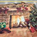 12x8ft Christmas Fireplace Theme Backdrop for Photography Soft Wrinkle Free Fabric Tree Sock Decorations for Xmas Party Supplies Photo Background Pictures Banner Studio Decor Booth Props (12ft by 8ft)