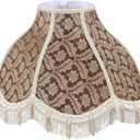 Aspen Creative 30309 Transitional Scallop Bell Shape Spider Construction Lamp Shade in Brown with Beige Trim, 17" wide (6" x 17" x 12")