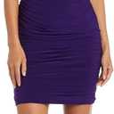 R&M Richards Off The Shoulder Rached Rhinestone Chain Detail Mini Dress (Purple, 8P)
