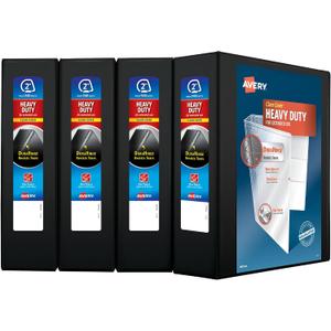 Avery Heavy-Duty View 3 Ring Binder, 2" One Touch Slant Rings, Holds 8.5" x 11" Paper, 4 Black Binders (79872)