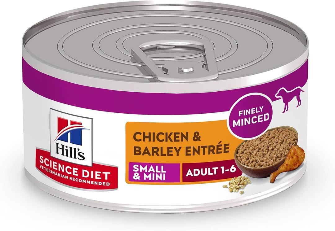 Hill's Science Diet Adult 1-6 Small & Mini Wet Dog Food, Chicken & Barley, 5.8 oz. Cans, 24-Pack, BBD: 03/20/2028