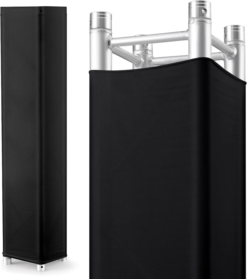 2 Pcs Black Truss Cover Fits 10 ft x 12 in Box Truss Scrim Elastic Fabric Seamless Integration Easy Installation Pull over Sleeves
