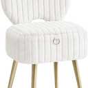 SONGMICS Vanity Chair, Makeup Stool with Folding Backrest, 13"D x 17.1"W x 32"H