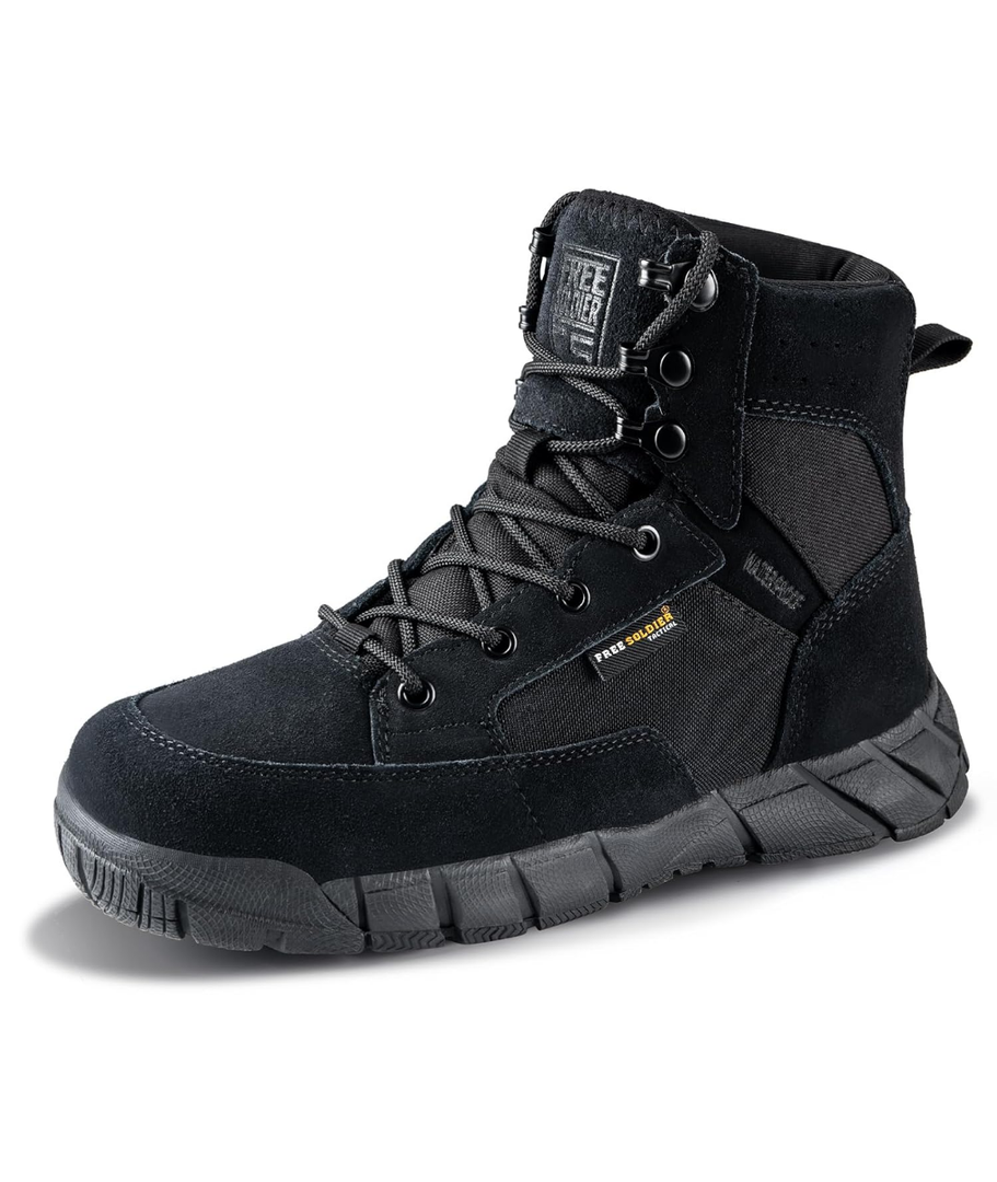FREE SOLDIER Hiking Work Boots Women's Tactical Boots 6 Inches Lightweight Waterproof Military Boots Outdoors Desert Boots 8.5