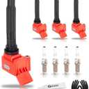 Set of 4 Upgraded Ignition Coil Pack and spark plugs Fits for VW Volkswagen Passat Jetta, for Tiguan Beetle GTI Golf Audi S3 A3 A4 Q3 2013 2014 2015 2016 2017 2018 2019 1.8L Replaces UF765 UF716