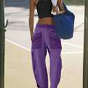 LAMISSCHE Oversized Barrel Lounge Pants Women Wide Leg Sweatpants with Pockets Baggy Cropped Pants (Purple, XL)