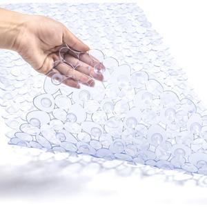 Bath Tub and Shower Mats, Non-Slip Pebble 35 x 16 Inches Machine Washable Bathtub Mat with Drain Holes, Suction Cups for Bathroom (Clear)