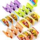 Premium Taco Holder Stand, Colorful Large Taco Holders Set of 6 or 4, Taco Stands for 3 Tacos for Soft/Hard Shells, Street Taco Rack with Plates & Tray, Dishwasher & Microwave Safe