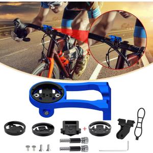 Cycling Computer Mount - Versatile Out Front GPS Mount for Wahoo, Garmin, Bryton, Cateye - Compatible with 1.26''/32mm Handlebars - Ideal for Mountain Bikes and More (Blue)