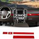 Voodonala for Ford F150 2015-2020 Center Console Panel Cover Compatible with Ford F150 2015-2020 (ABS,Red,4Pcs/Set)