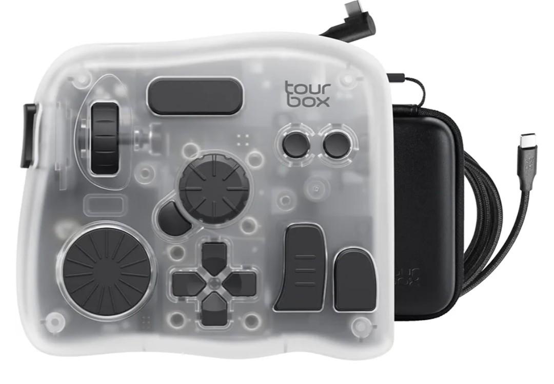 TOUR BOX Elite Plus - iPad Drawing Bluetooth Controller, Video Editing Photo Color Grading Speed Editor, Programmable Keyboard for Davinci Procreate Adobe Softwares and More, Creative Console Set