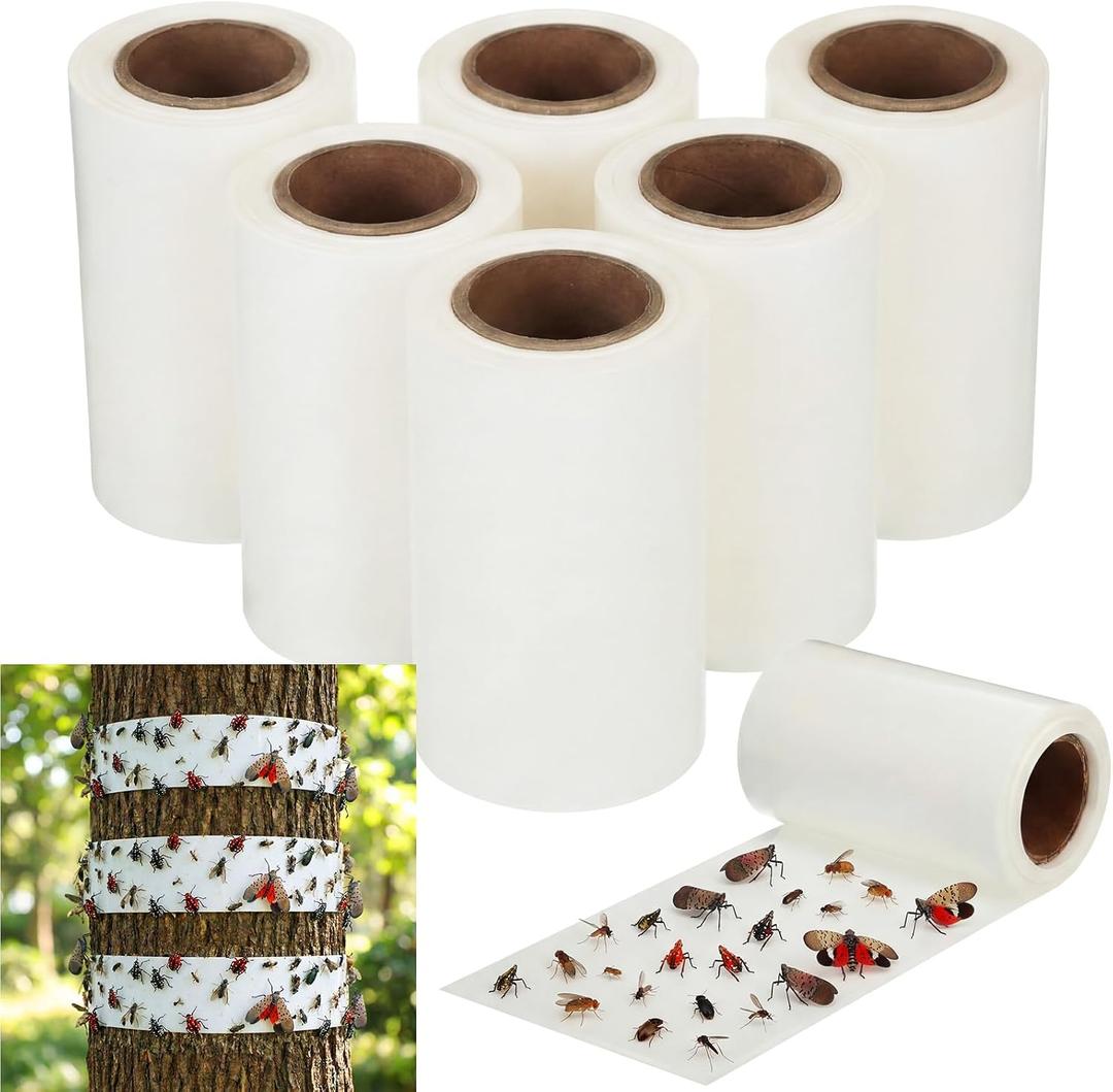 6 Rolls Spotted Lanternfly Traps Ant Insect Barrier, 30 ft Each, Outdoor Fly Tree Trap Sticky Strips Tree Trunk Wraps to Protect Trees, Fruit & Plants, Pest Control Lawn & Garden
