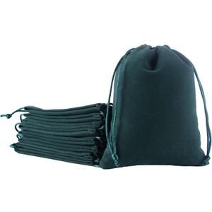 Sansam Large Velvet Drawstring Gift Bag  10pcs Jewelry & Accessory Pouch for Bracelets, Necklaces & Gifts, Tarot Rune Bags, Purse Storage Bags, Dark Green (8x10 Inch (Pack of 10))