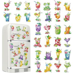 Remuuly 30 Pcs Diamond Painting Magnets Spring Diamond Art Magnet Kits for Adults Summer Animal Flower Cupcake Cow Rhinestones Refrigerator Stickers for Fridge DIY Crafts Toy Gifts(Cocktail)