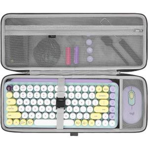 GEEKRIA 75% Keyboard Case, Hard Shell Travel Bag for Compact 84 Key Computer Mechanical Gaming Keyboard, Compatible with Logitech POP Keys/POP ICON Combo/MX Mechanical Mini (Dark Gray)